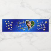 Royal Blue Gold Bedankt Foto 2025 Afstuderen Waterfles Etiket (Enkel label)
