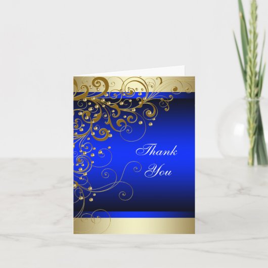 Royal Blue Gold Bedankt Kaarten (Voorkant)