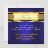 Royal blue Gold Birthday Party Mannen Women's' Kaart (Achterkant)
