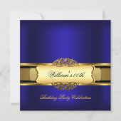 Royal blue Gold Birthday Party Mannen Women's' Kaart (Voorkant)