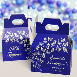 Royal Blue Gold Butterfly 15 jaar oude Quinceañera Bedankdoosjes