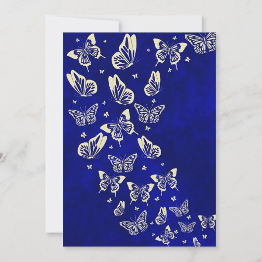 Royal Blue & Gold Butterfly 15e verjaardagsfeest Kaart (Achterkant)