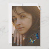 Royal Blue, Gold Butterfly Quinceanera Invitation Kaart (Achterkant)