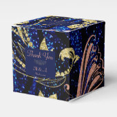 Royal Blue Gold Butterfly Wedding Favoriete Box Bedankdoosjes (Voorkant Zijde)