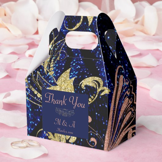 Royal Blue Gold Butterfly Wedding Favoriete Box Bedankdoosjes (Huwelijk)