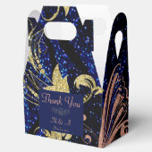 Royal Blue Gold Butterfly Wedding Favoriete Box Bedankdoosjes (Geopend)