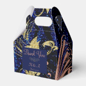 Royal Blue Gold Butterfly Wedding Favoriete Box Bedankdoosjes (Voorkant Zijde)