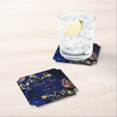 Royal Blue Gold Butterfly Wedding Kartonnen Onderzetters (Insitu)