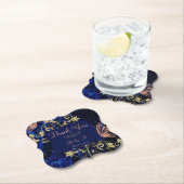 Royal Blue Gold Butterfly Wedding Kartonnen Onderzetters (Insitu)