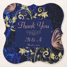 Royal Blue Gold Butterfly Wedding Kartonnen Onderzetters