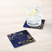 Royal Blue Gold Butterfly Wedding Kartonnen Onderzetters (Insitu)