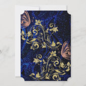 Royal Blue Gold Butterfly Wedding Save the Date (Achterkant)