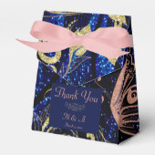 Royal Blue Gold Butterfly Wedding Tent Favoriete B Bedankdoosjes (Voorkant Zijde)