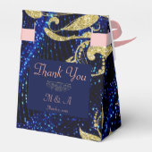 Royal Blue Gold Butterfly Wedding Tent Favoriete B Bedankdoosjes (Achterkant)