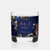 Royal Blue Gold Butterfly Wedding Whisky Glas (Voorkant)