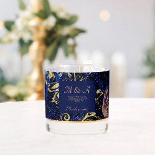 Royal Blue Gold Butterfly Wedding Whisky Glas