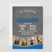 Royal Blue & Gold Chalkboard Filmstrip Afstuderen Kaart (Voorkant)