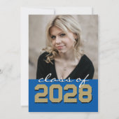 Royal Blue & Gold Chalkboard Filmstrip Afstuderen Kaart (Achterkant)