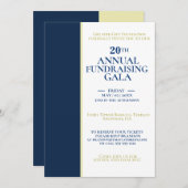 Royal Blue & Gold Charity Evenement Gala Kaart (Voorkant / Achterkant)