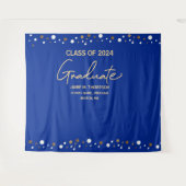 Royal Blue Gold Class of 2023 backdrop afstuderen Wandkleed (Voorkant (horizontaal))