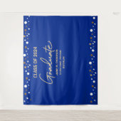 Royal Blue Gold Class of 2023 backdrop afstuderen Wandkleed (Voorkant)