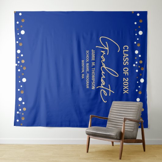 Royal Blue Gold Class of Afstudeerder backdrop afs Wandkleed (In Situ (horizontaal))