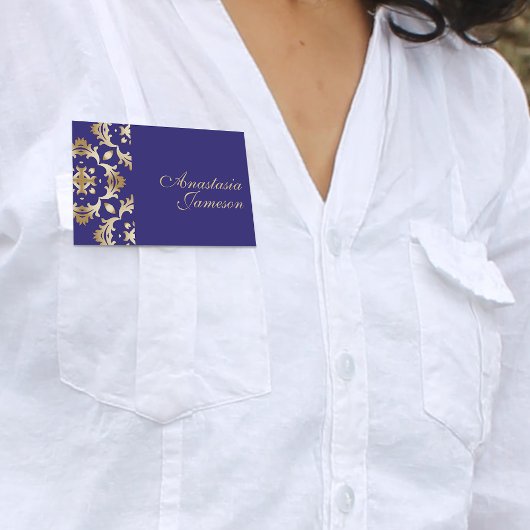 Royal Blue Gold Classic Elegant Antiek Naamplaatje