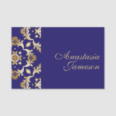Royal Blue Gold Classic Elegant Antiek Naamplaatje (Voorkant)