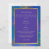 Royal Blue & Gold Colorful Wedding Invitation Kaart (Voorkant)