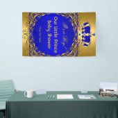 Royal Blue Gold Crown Baby shower Boy Spandoek (Beurs)