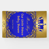 Royal Blue Gold Crown Baby shower Boy Spandoek (Horizontaal)