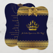Royal Blue & Gold Crown Baby shower Kaart (Voorkant / Achterkant)
