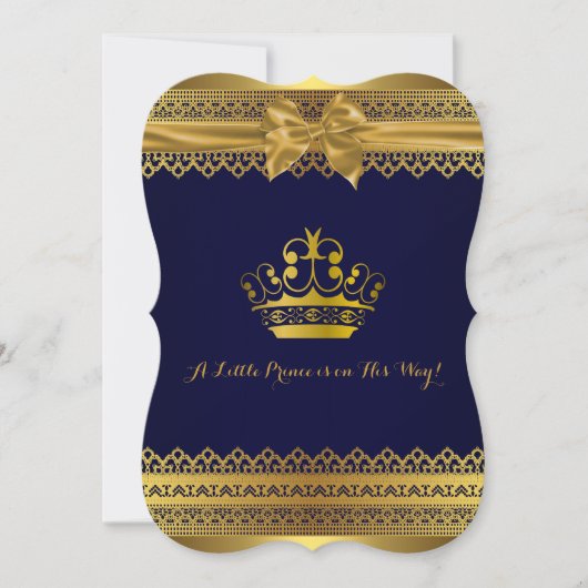 Royal Blue & Gold Crown Baby shower Kaart (Voorkant)