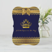 Royal Blue & Gold Crown Baby shower Kaart (Staand voorkant)