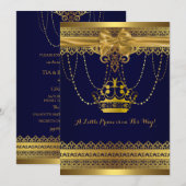 Royal Blue & Gold Crown Baby shower Kaart (Voorkant / Achterkant)