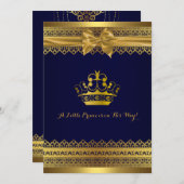 Royal Blue & Gold Crown Baby shower Kaart (Voorkant / Achterkant)