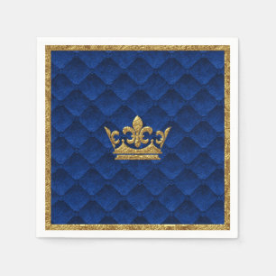 Royal Blue & Gold Crown Elegant Royal Storybook Servetten