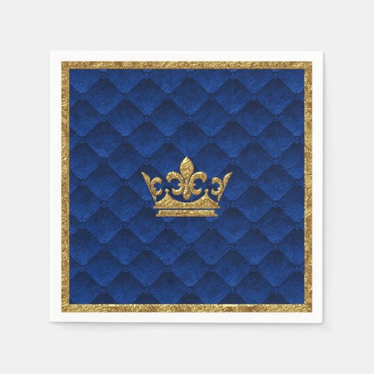 Royal Blue & Gold Crown Elegant Royal Storybook Servetten (Voorkant)