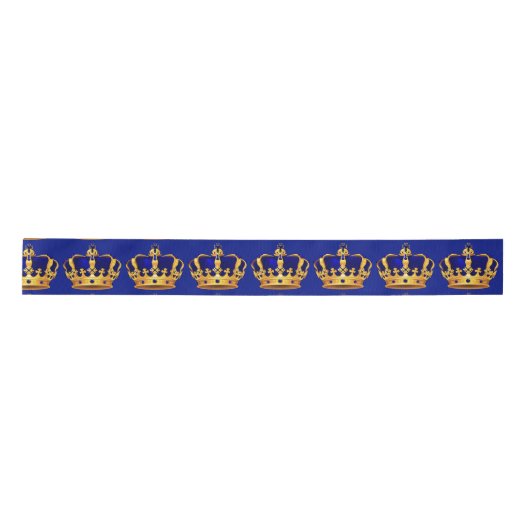 Royal Blue Gold Crown Fancy Prince Satijnen Lint (Voorkant)