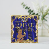 Royal Blue Gold Crown Prince Baby shower Etnische Kaart (Staand voorkant)