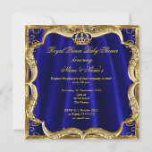 Royal Blue Gold Crown Prince Baby shower Etnische Kaart (Achterkant)