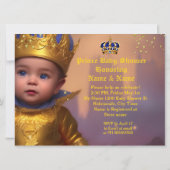Royal Blue Gold Crown Prince Baby shower Kaart (Achterkant)