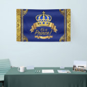 Royal Blue Gold Crown Prince Baby shower Spandoek (Beurs)
