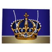 Royal Blue Gold Crown Prince King Large Cadeautasje (Achterkant)