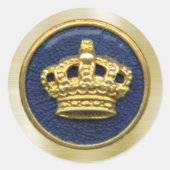 Royal Blue Gold Crown Ronde Sticker (Voorkant)