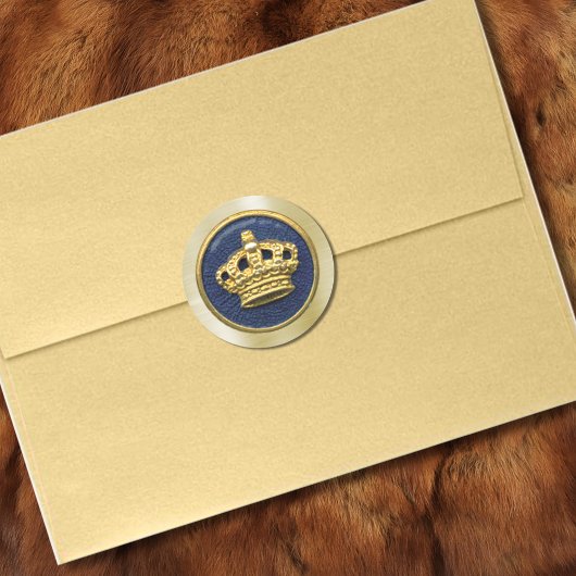 Royal Blue Gold Crown Ronde Sticker