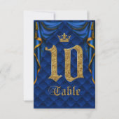 Royal Blue Gold Crown Wedding Table Number 10 Kaart (Voorkant)