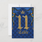Royal Blue Gold Crown Wedding Table Number 11 Kaart (Voorkant)