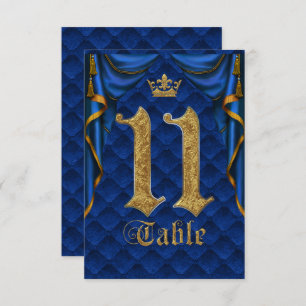 Royal Blue Gold Crown Wedding Table Number 11 Kaart