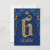 Royal Blue Gold Crown Weduwtable Number 6 Kaart (Voorkant)